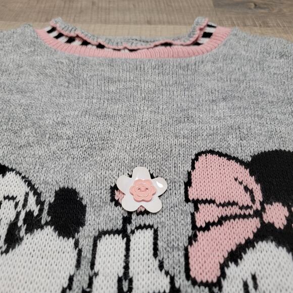 VTG 90s Mickeys Stuff for Kids Scalloped Sweater "Love" Minnie Pink Heart Print - Picture 4 of 8